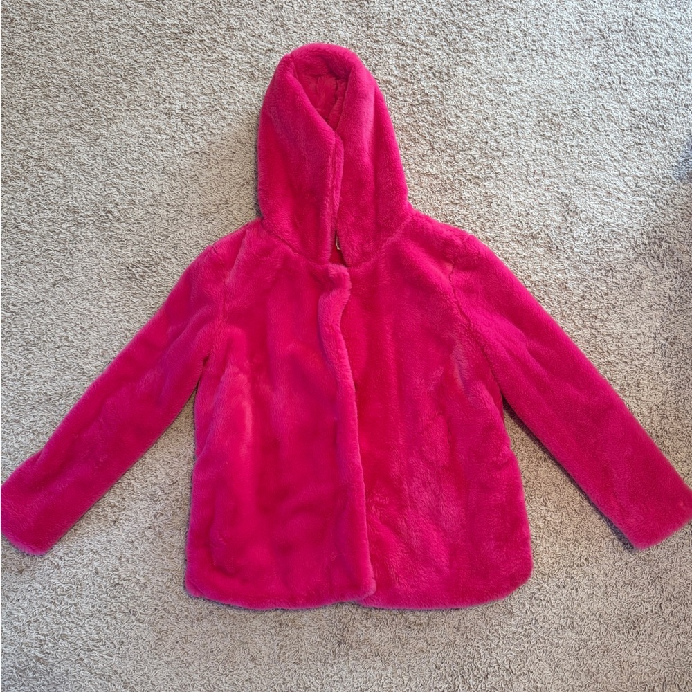 Pink Plush Puffer Jacket Cozy Hip-Length